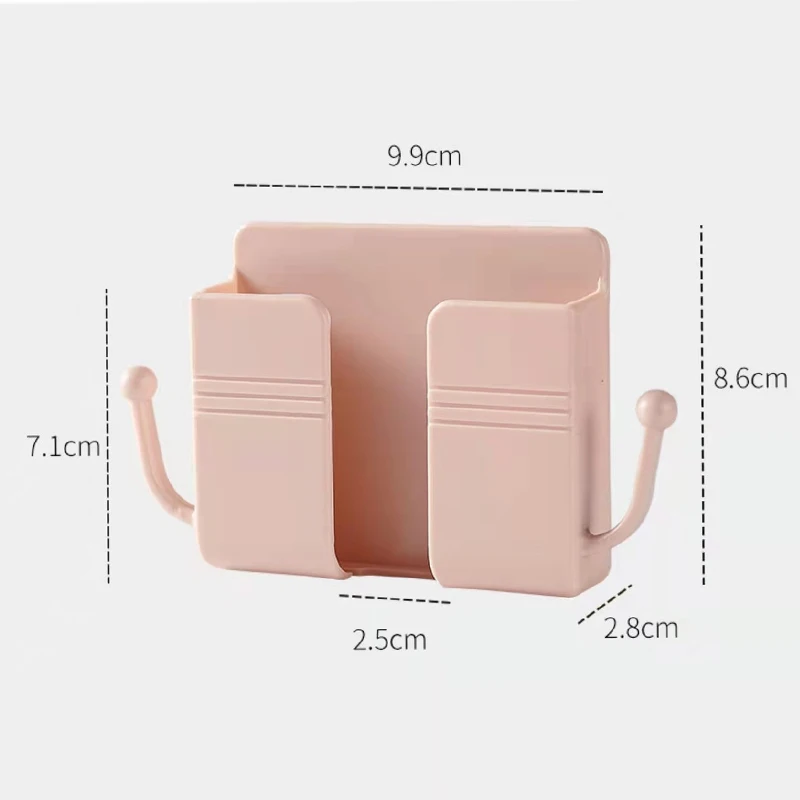 Wall Mount Mobile Phone Charging Hanging Holder Remote Control Organizer Box Storage Electric Plug Holder Home Accessories