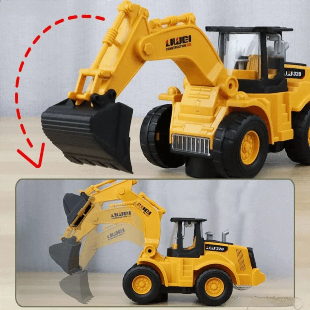 รถขุดของเล่นไฟฟ้าหลากสีสัน มีเอฟเฟกต์แสง ล้ออเนกประสงค์ ของเล่นรถดันดิน ของขวัญสำหรับเด็ก ของเล่นรถวิศวกรรม
