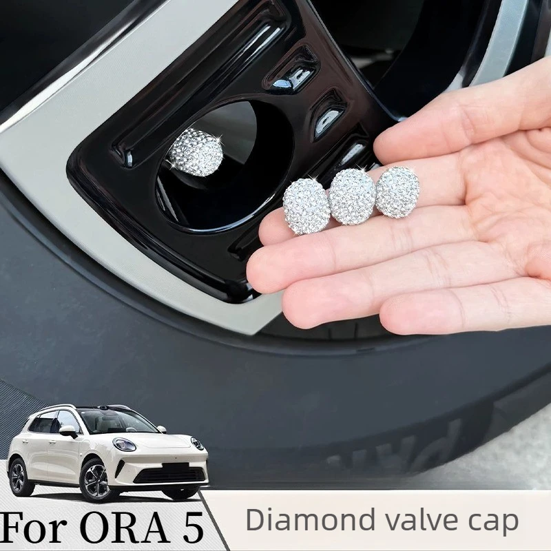 For 2026 GWM ORA 5 Rhinestone Tire Valve Caps Creative Dustproof Protection Decorative Modification Accessories