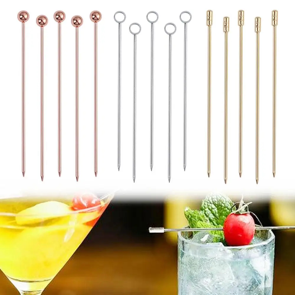 Stainless Steel Cocktail Sticks Fruit Sticks Reusable Drink Picks Martini Picks Toothpicks for Drinks