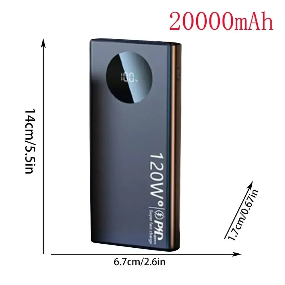 120W Fast Charging 10/20Ah Thin And Light Portable Power Bank Cell Phone Accessories External Battery For IPhone Samsung Xiaomi