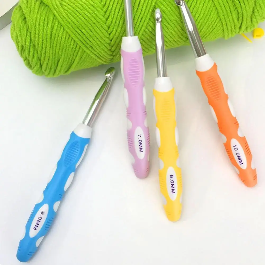 Smooth Crochet Hooks Long Crochet Hooks Ergonomic Crochet Hooks Set Non-slip Handle Yarn Needles for Arthritic Hands Long Thick