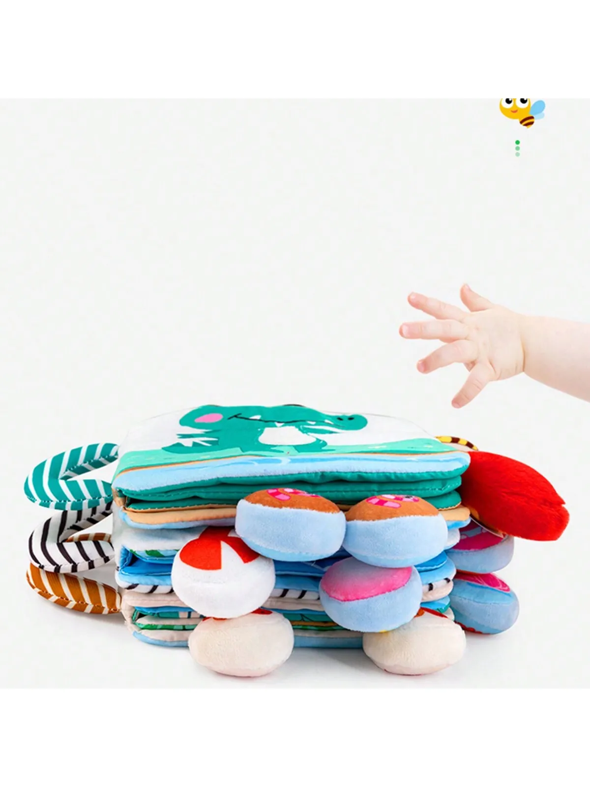 لعبة ألغاز للتعليم المبكر للطفل ، أفخم ملون ، قماش ناعم ، حزام فني مع جرس حيوان معلق محمول ، كتاب قماشي لطيف #4