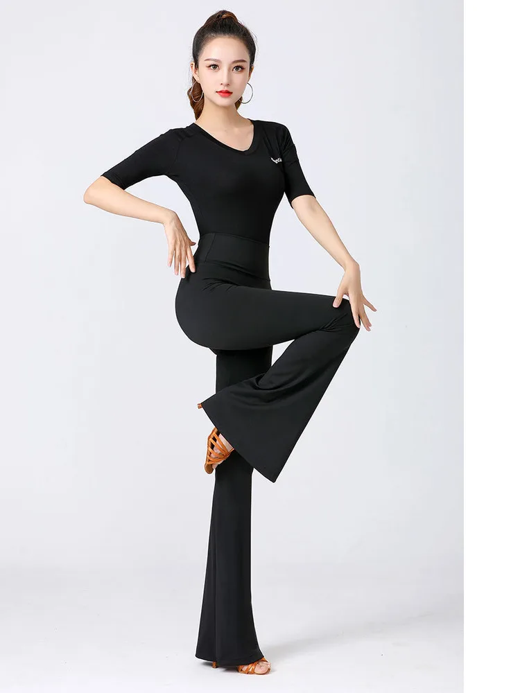 Pantalones de realce de glúteos para mujer, traje estándar clásico de Color sólido, pantalones de Jazz de lujo para competición de baile de salón