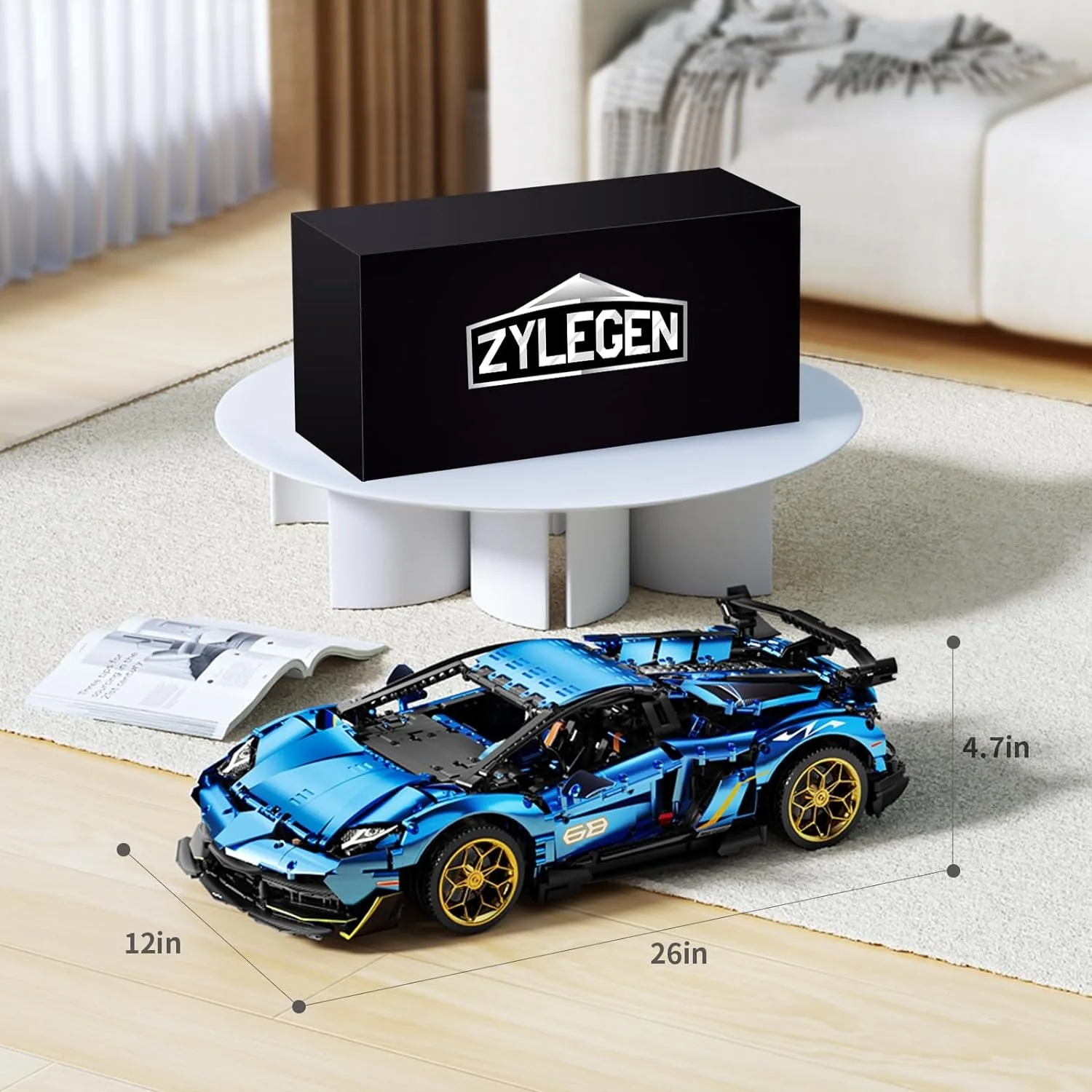 Technical MOC 10520 Blue Lambor SVJ Super Racing Speed Sports Car Supercar Model 3811PCS Building Blocks Brick Toys Car Gift