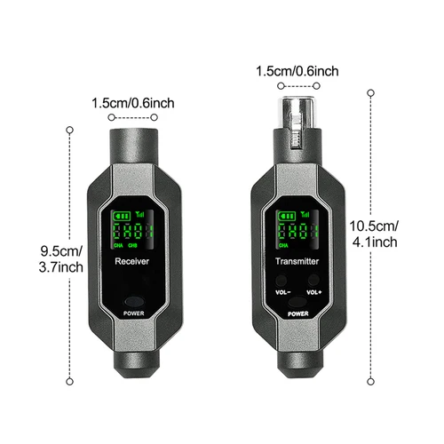 Imagen 2 del producto Transmisor y receptor XLR inalámbrico Adaptador de micrófono recargable para micrófono dinámico, mezclador de audio