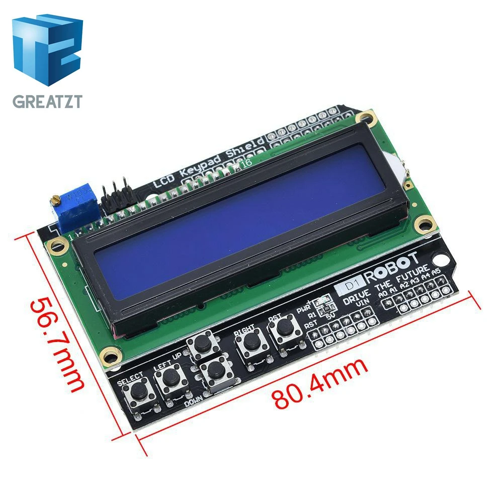 Greatzt-LCD画面付きキーボードキー,1602モジュール,arduino atmega328 atmega2560用,1個