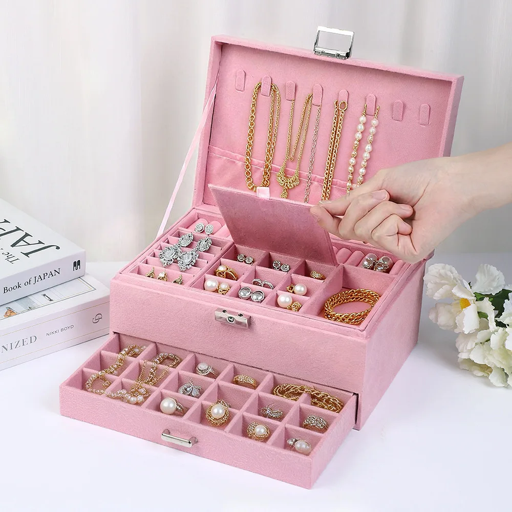 Lockable Travel Jewelry Organizer Box, 2 and 3 Layer Options — detail 8