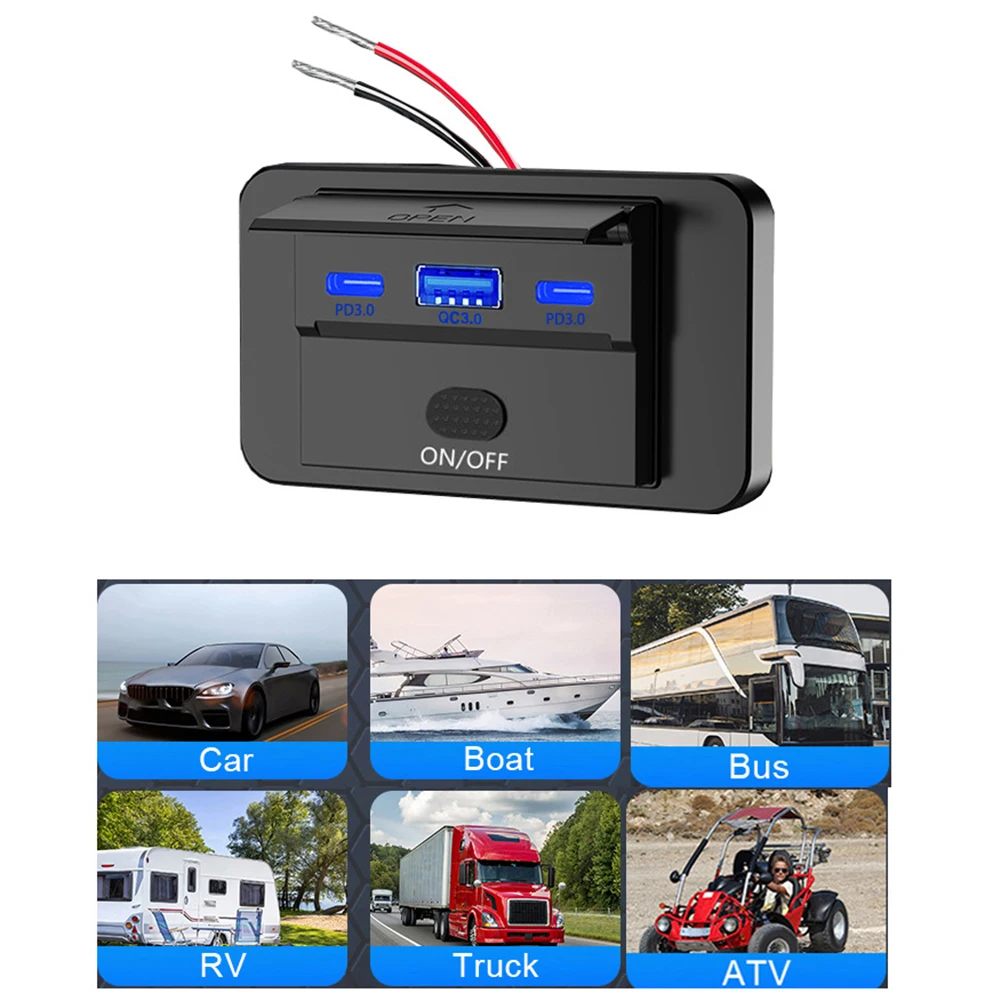 מטען usb רכב הספק גבוה תומך טעינה מהירה עבור כל המכשירים התואמים באמצעות pd3 0 ועבור qc3 0 יציאות qc3 0