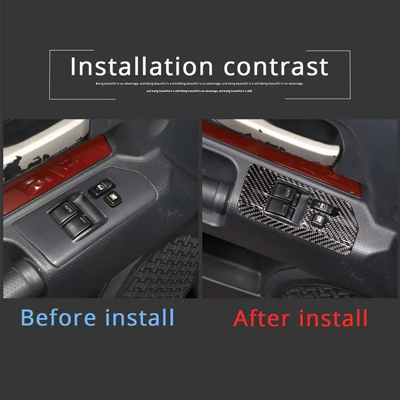For Toyota FJ Cruiser 2007 - 2021 Glass Lift Button Decorative Frame Sticker Soft Carbon Fiber Interior Accessories 3 Pcs 4