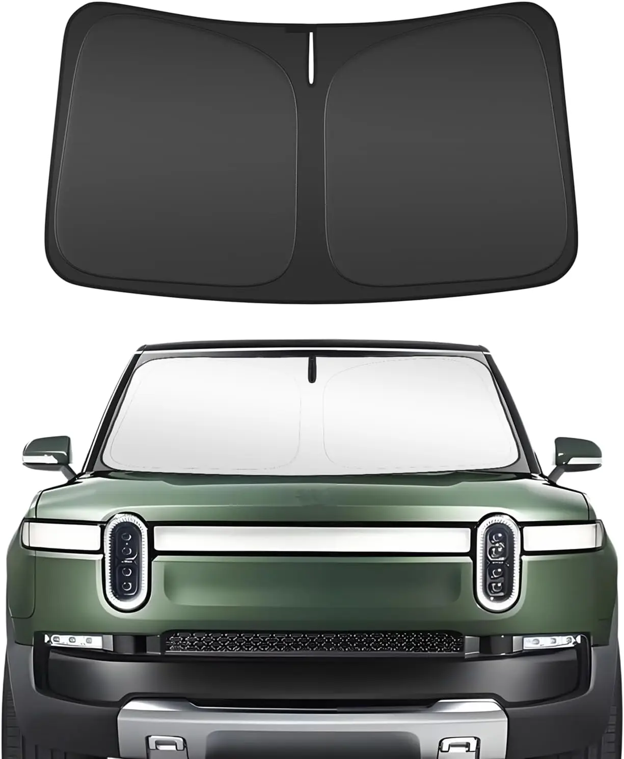 

Солнцезащитный козырек на лобовое стекло для внедорожника Rivian R1S 2022-2025, совместимые аксессуары, 4 слоя, индивидуальный складной солнцезащитный козырек на переднее окно, солнцезащитный козырек