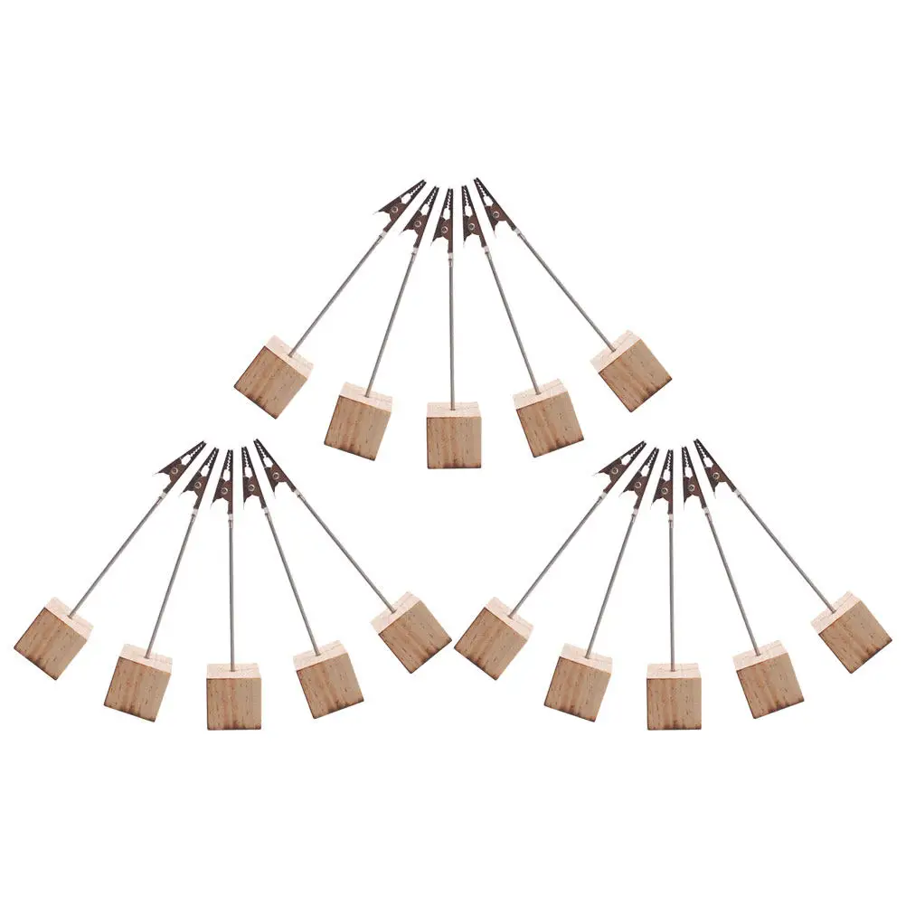 

15Pcs Rustic Wood and Iron Table Number Holder Clip for Photos Business Cards Memos Wedding Place Cards Office Desk Organizer