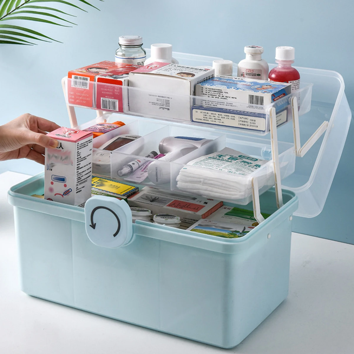 

Portable Medicine Box Multi-Functional Organizer Multi-Layer Medication Container Household Emergency Medical Kit Rotatable