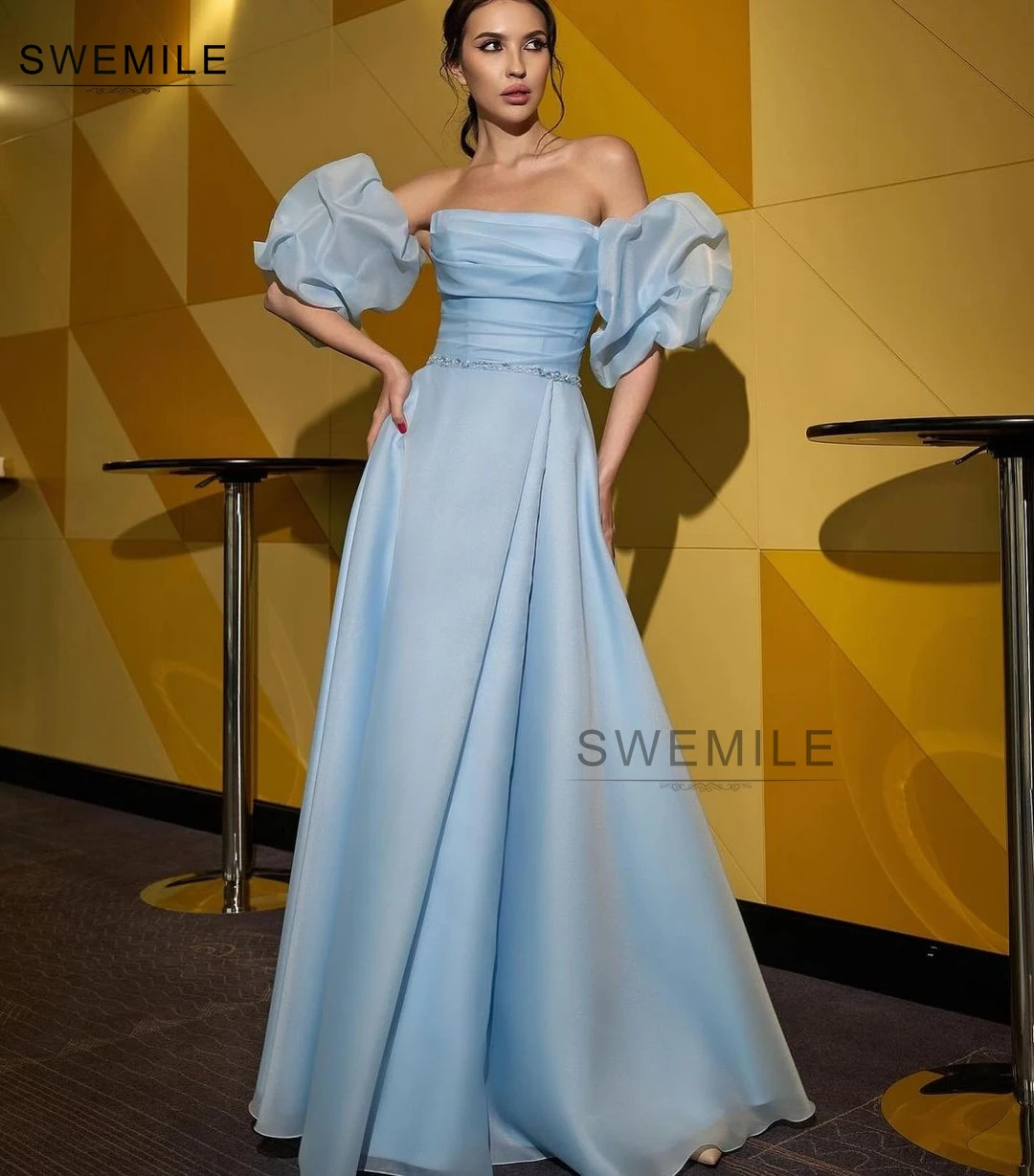 SWEMILE Strapless A-Line Floor-Length Zipper Up Wedding Party Dress Prom Dress Women Elegant Valentines Dresses For Women