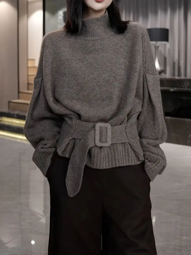 

Solid Color Long Sleeved Knitted Sweater in The Autumn and Winter of 2025 Fashionable and Age Reducing Casual Trend Sweater