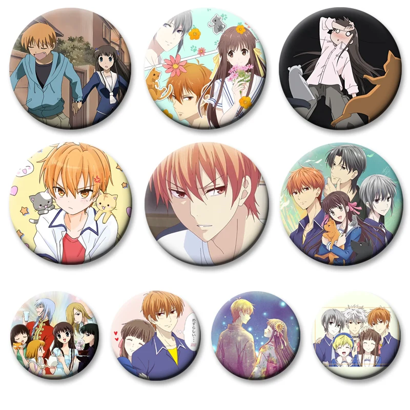 

Anime Fruits Basket The Final Season Badge Souma Kyo Honda Tohru Cartoon Brooches Love Cartoon Pins for Backpack Accessorys Gift