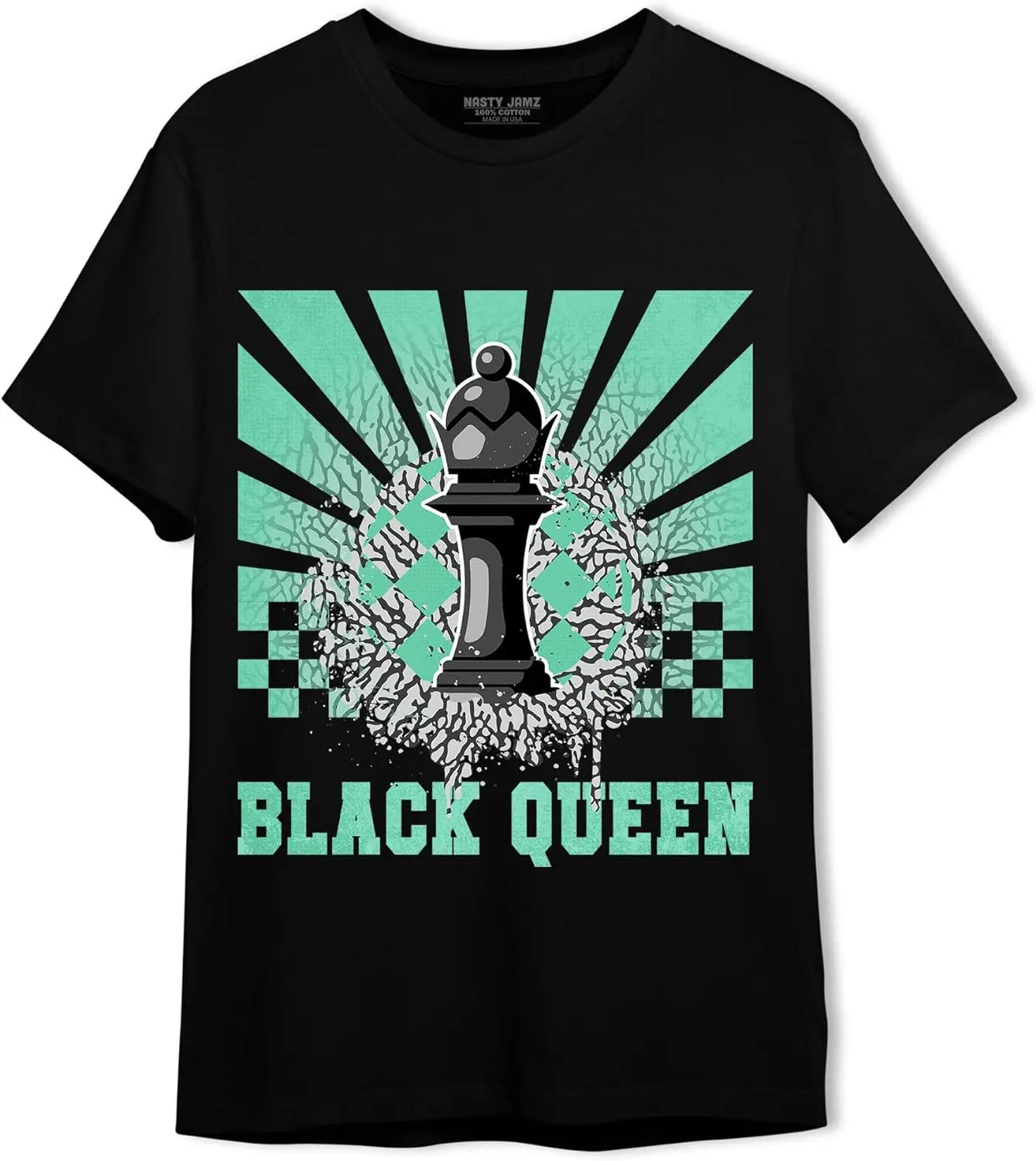 

Black Queen Unisex T-Shirt Matching 3s Green Glow, White/Black