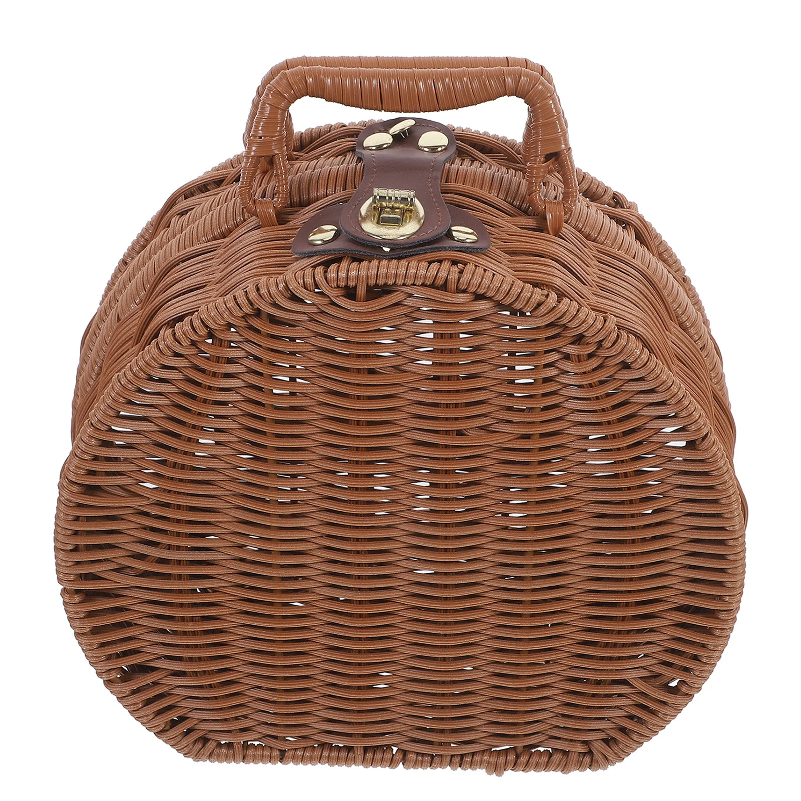 1 قطعة سلة النزهة المنسوجة صندوق تخزين سعة كبيرة للتخييم في الهواء الطلق التنزه الشواء ريفي نمط تقليد الروطان يعوق المنزل #3