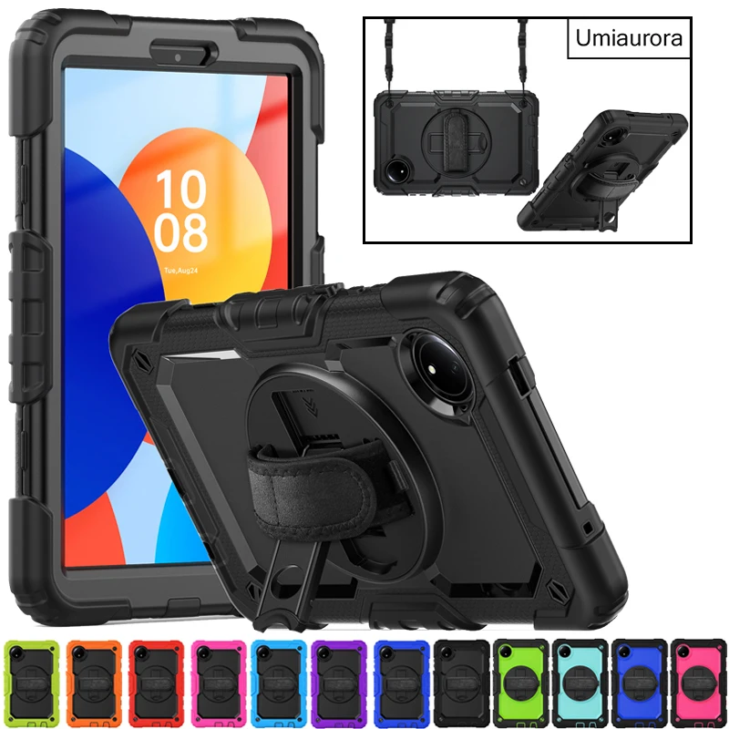 

Для Xiaomi Redmi Pad SE 8,7 дюйма 2024, сверхпрочный прочный чехол для планшета, плечевой ремень, подставка, противоударный силиконовый чехол для ПК Funda