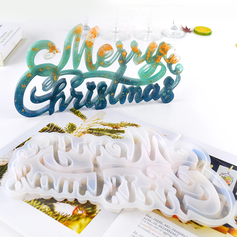 

Hanging Ornament Mold Merry Christmas Letter Silicone Die Easy Use Clean for DIY Creations Merry Christmas Letter Mold