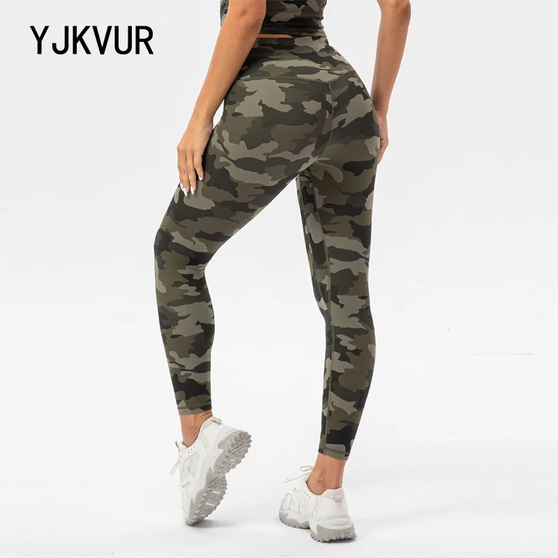 YJKVUR Camouflage Leggings Butt Lift Yoga Pants Women High Waist Stretch Fitness Outfits Sports Wear Gym Workout Running Pants