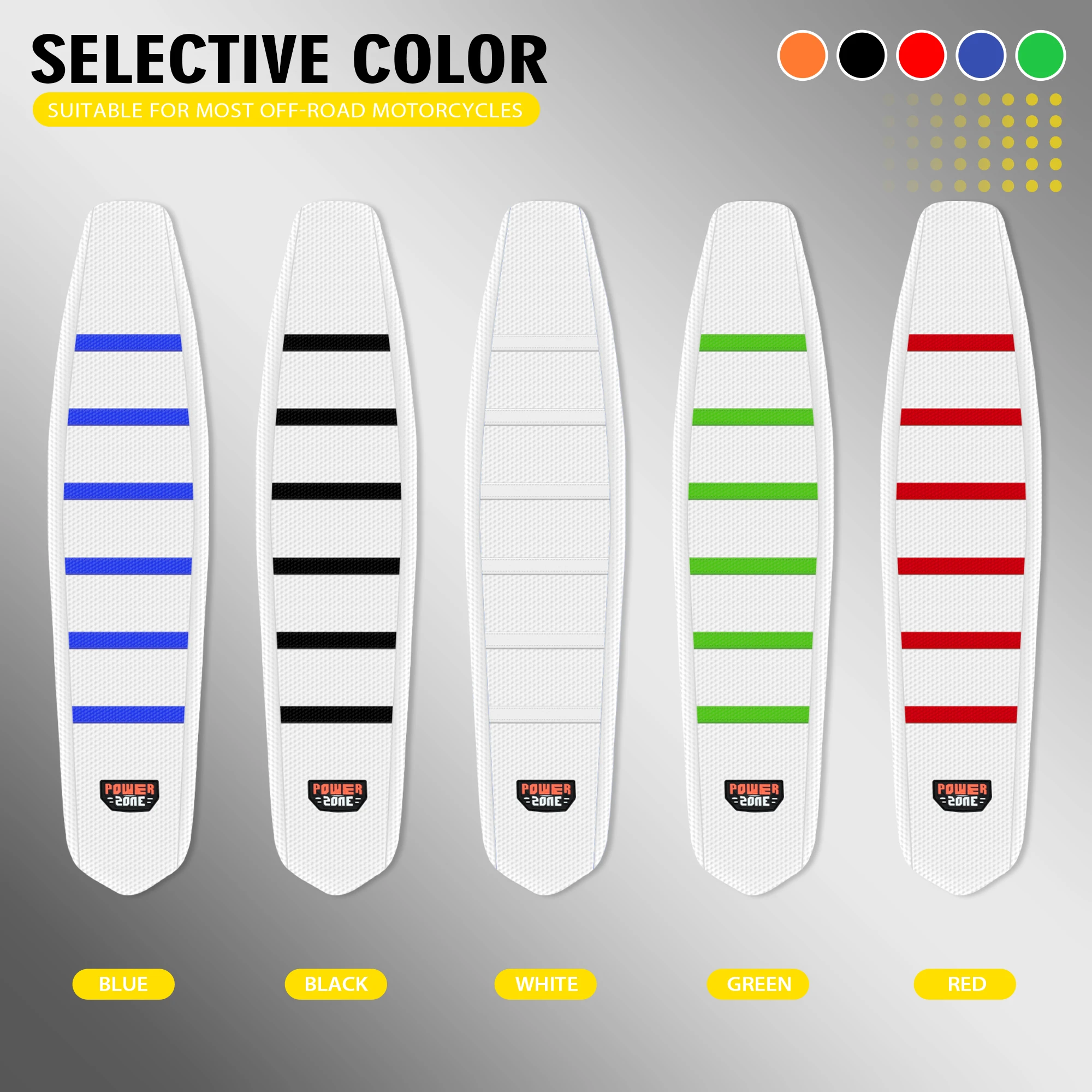 Powerzone Motocross Striped White Seat Cover For KTM HUSQVARNA HONDA YAMAHA SUZUKI Motorcycle Rubber Gripper Seat Cushions