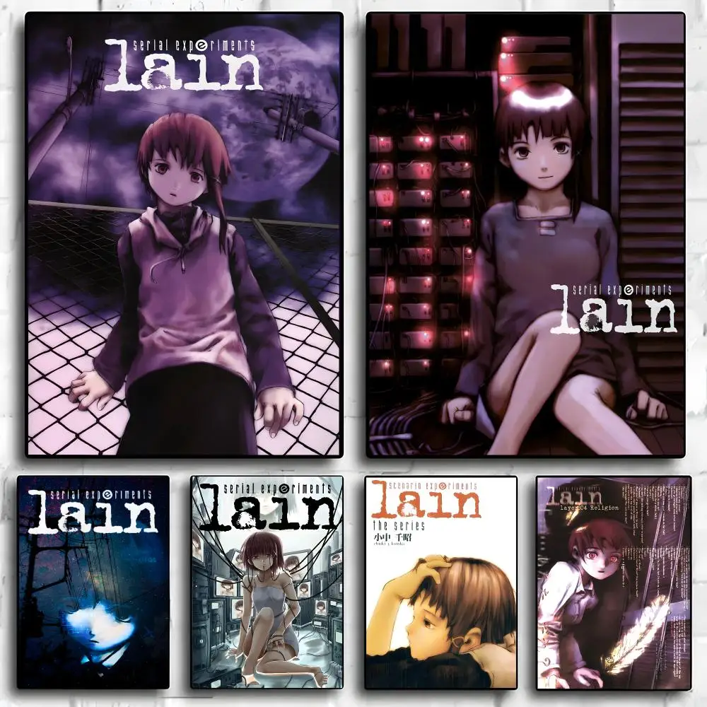 Anime Serial Experiments Lain Poster Poster Self-adhesive Art Waterproof Paper Sticker Coffee House Bar Room Wall Decor