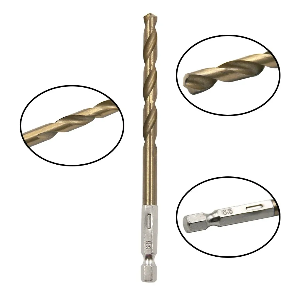 

Hexagonal Handle 13pc Titanium Plated Twist Drill 1.5-6.5mm Electric Drill Driver Drilling Air Screwdriver Tool Accessory Set