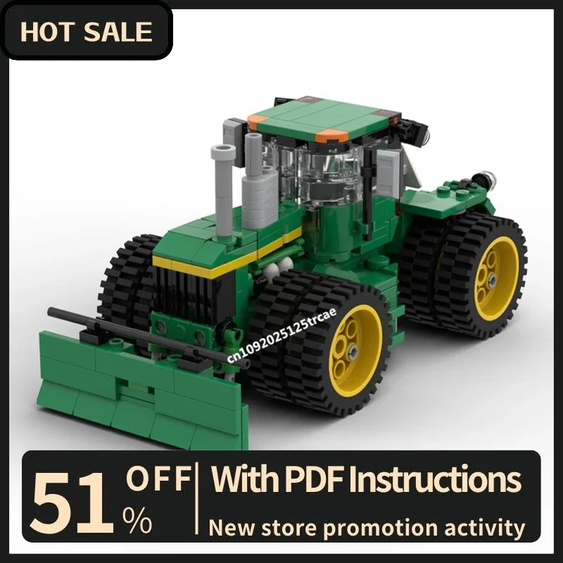 New 409Pcs Moc Tractor Johned Deered 8640 Tractor Trailer Model Diy Creative Ideas Toys Birthday Gifts Technology Custom Puzzles