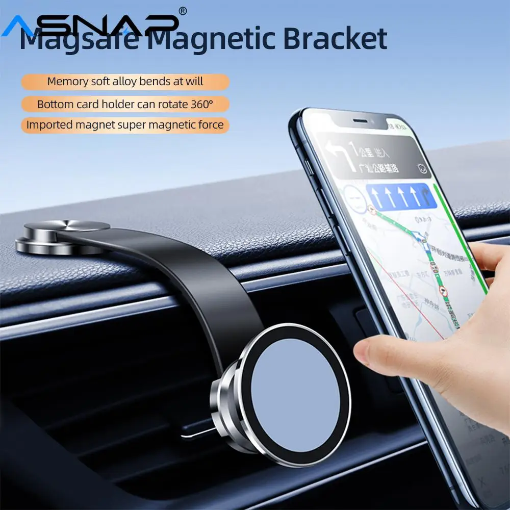 ASNAP Magsafe Magnetic Car Bracket Aluminium Alloy Foldable Bendable Phone Mount  for 4.5-7.5 Inches Android iPhone