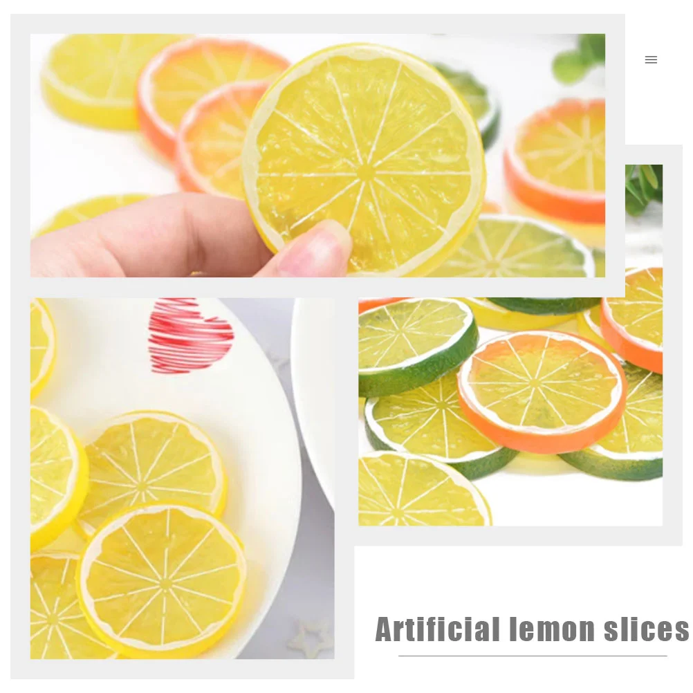 13 Pcs Imitation Lemon Slice Fake Lemons Slices Kitchen Photography Props Fruit