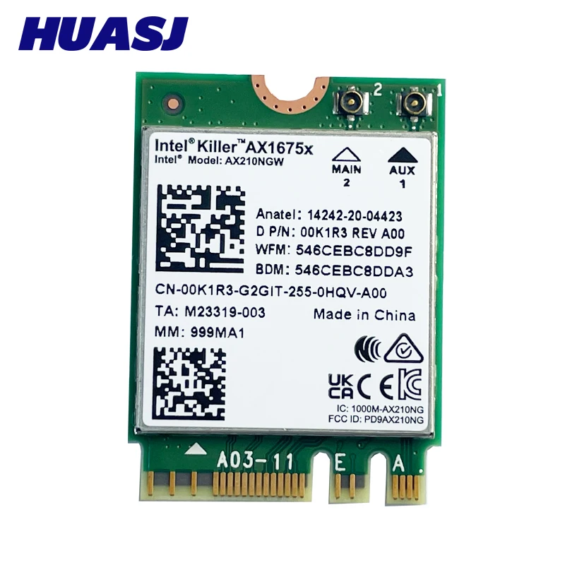 Killer 1675x Humanity Touristors Band, 2.4Gbps, WAP FI, 6E, Carte Wifi sans fil AX210, Stérilisation AX210NGW, 11 Humanity BT5.3, Ordinateur portable pour Windows 10