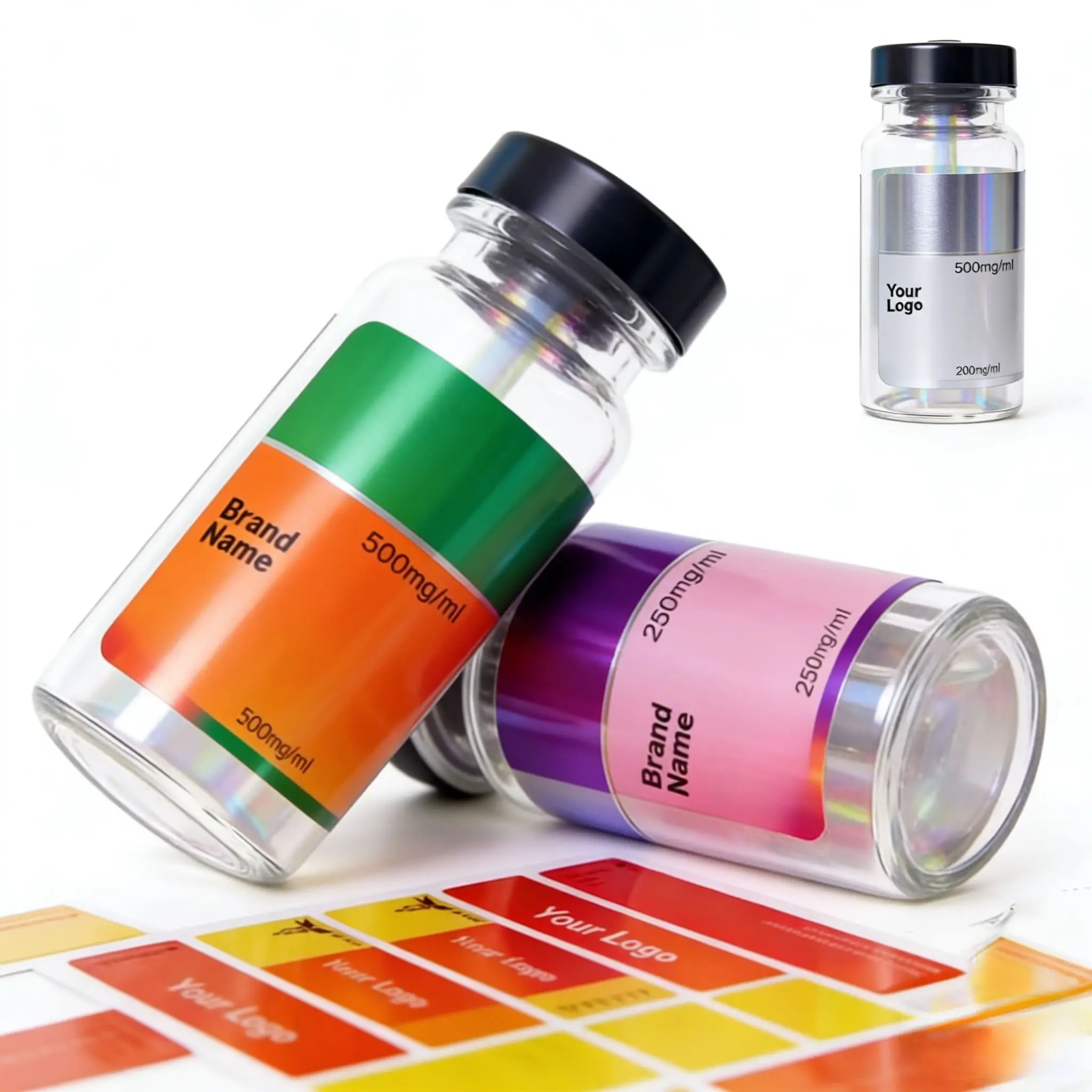 Custom Premium Scratch Resistant Vinyl Labels 3ml 5ml 10ml for Clinical Vials Biotechnology Industry - Detail 1
