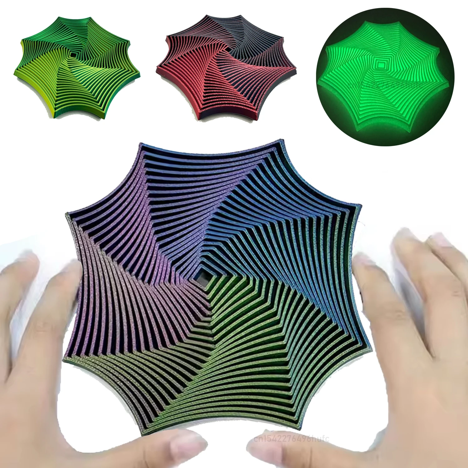 3D Printed Fidget Toy Visual Illusion Octagonal Whirling Spiral Ornaments Stress Relief Desk Toy For Adult Autism Sensory Toys