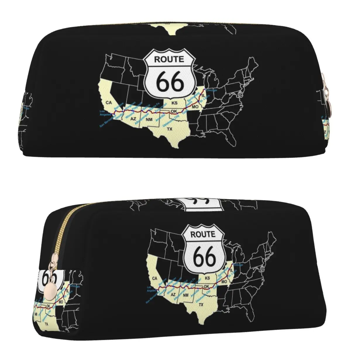 Пеналы для школьников Route 66 Mother Road Biker America, пенал-коробка, сумка для карандашей, чехол для ручек, держатель для ручек
