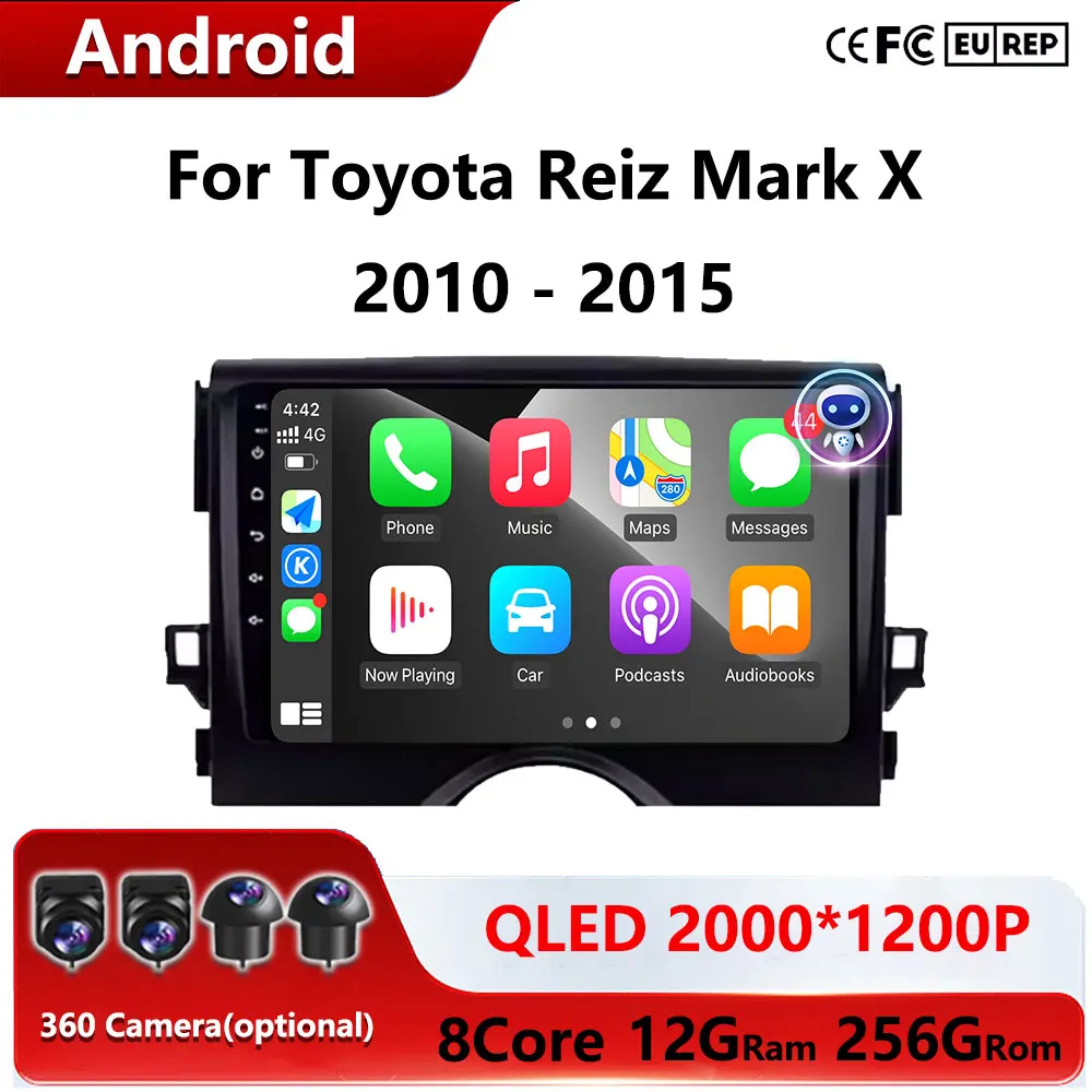 

Беспроводной CarPlay для Toyota Reiz Mark X 2010-2015 Android Auto Radio 4G + Wi-Fi Автомобильный мультимедийный GPS-навигатор IPS QLED Экран
