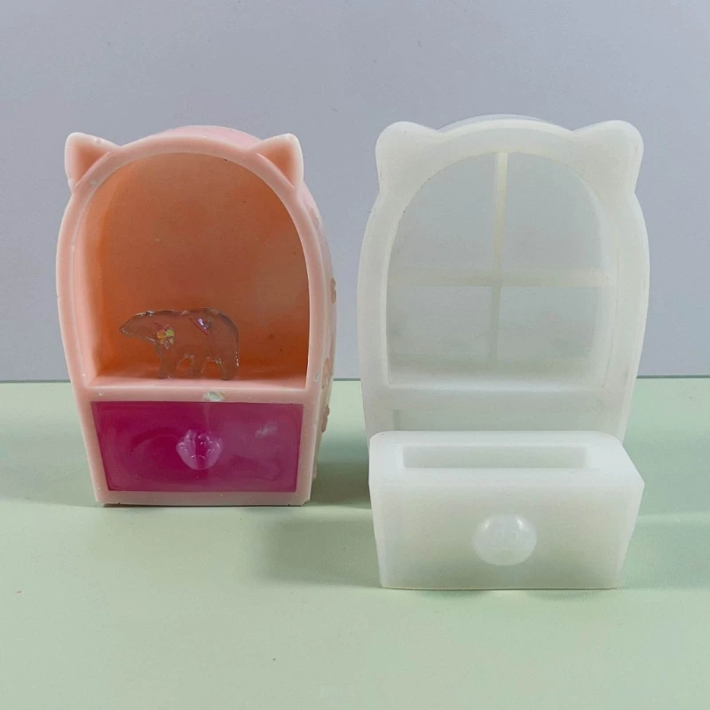 

Cat Ears Drawer Container Molds Jewelry Storage Box Silicone Mold for DIY Epoxy Resin Trinket Rings Holder Home Decor