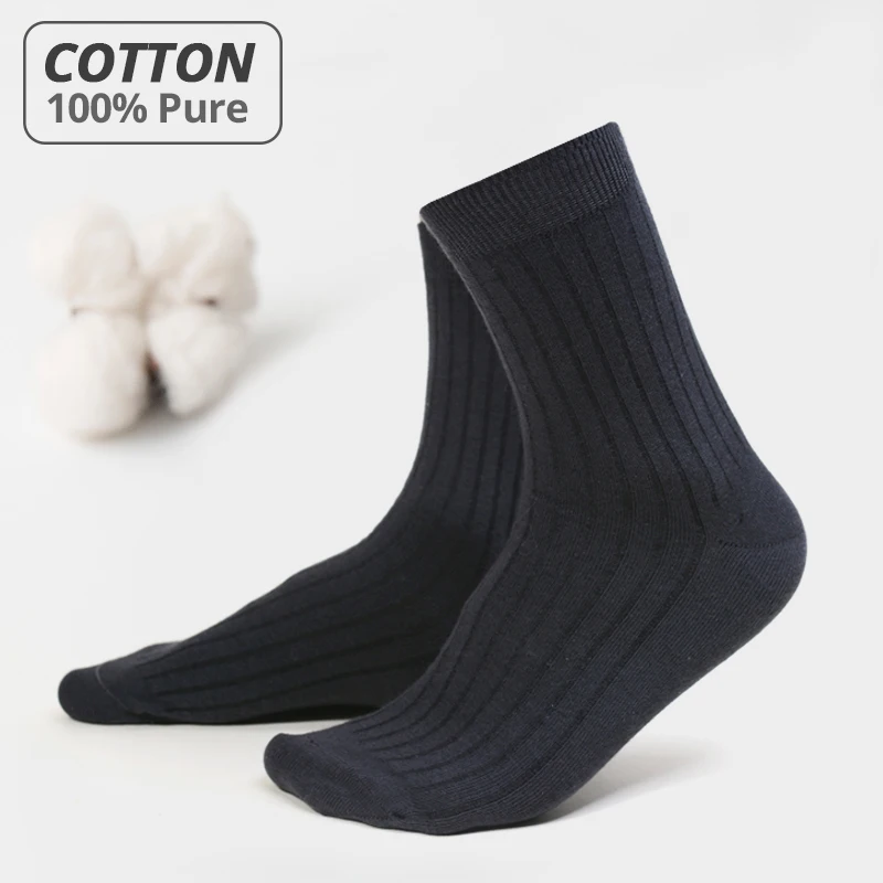 HSS Brand 2022 New 100% Pure Cotton Men Socks Casual Business Stripe Deodorant Breathable Man Travel Winter Sock 5 Pairs / Lot