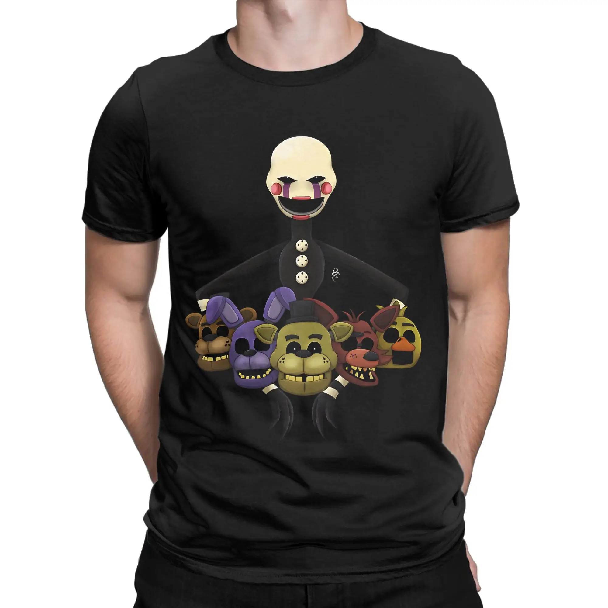 FNAFS Save Them Puppet  T Shirt Summer  Harajuku T Shirts Men's 100 Cotton O-Neck 4XL 5XL 6XL Clothes Short Sleeves Funny Tshirt