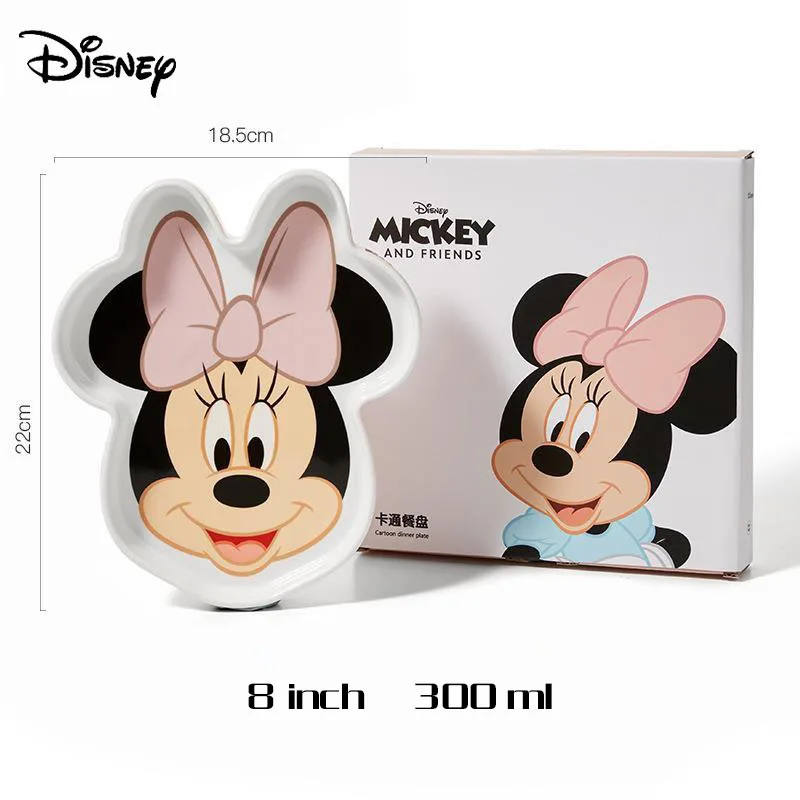 Disney Mickey Minnie Ceramic Dinner Plate Kids Tableware Baby 3D Cartoon Doll Rice Bowl Dessert Tray Snack Dish Child Tableware