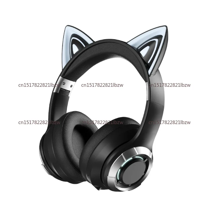 60 Head-Mounted Wireless Bluetooth Headset, Luminous Cat Ear, Foldable and Portable Cat Paw