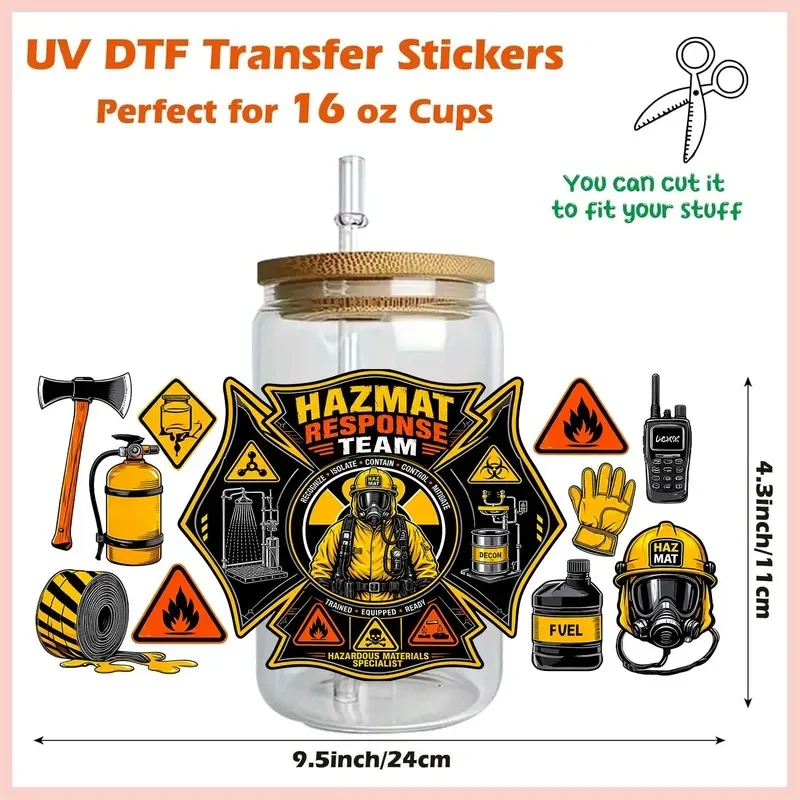 Proud Firefighter 16oz UV DTF Transfer Sticker Waterproof DIY Decals 3D Transfers UVDTF Sticker 16oz UV DTF Cup Wraps