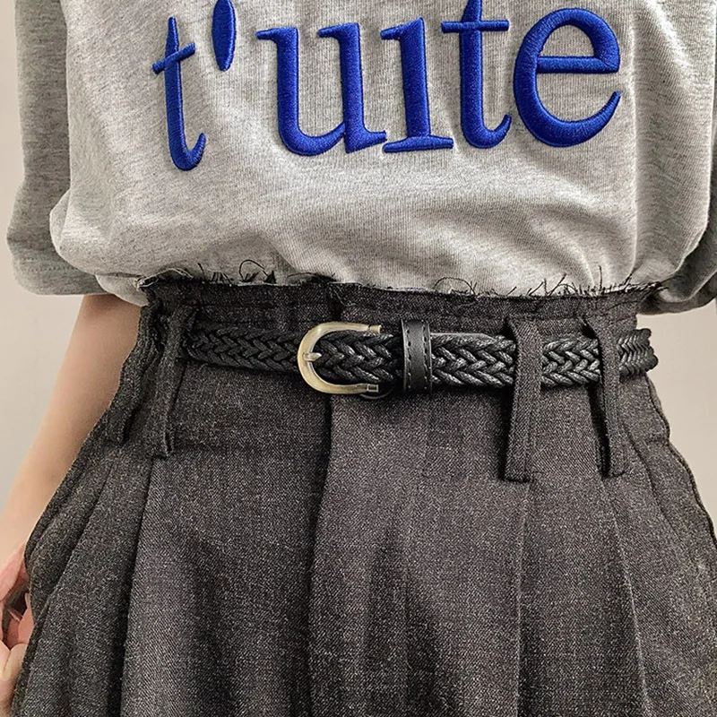 1.7x110cm Fashion Woven Thin Belt Vintage Jeans Dress Accessories Simple Pin Buckle Waistband for Women Cinturones Para Mujer - view 3