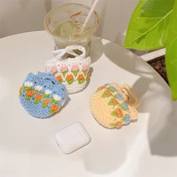 Knitted Flower Tulip AirPods 4 Pro Earphone Protective Case Apple Airpods 1/2/3 Generation Wireless Bluetooth Headphone Case