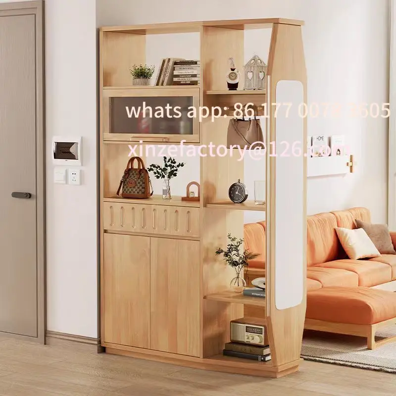 

Customizable Nordic all solid wood foyer cabinet Household porch cabinet Shoe cabinet integrated