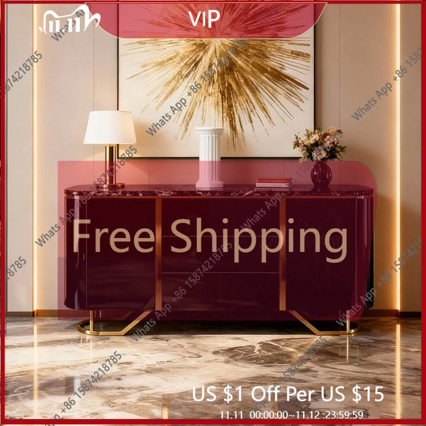 

Тумба-буфет OJ Light Luxury из натурального мрамора для столовой, декоративный шкаф для ресторана, интегрированный шкаф-тумба для дома
