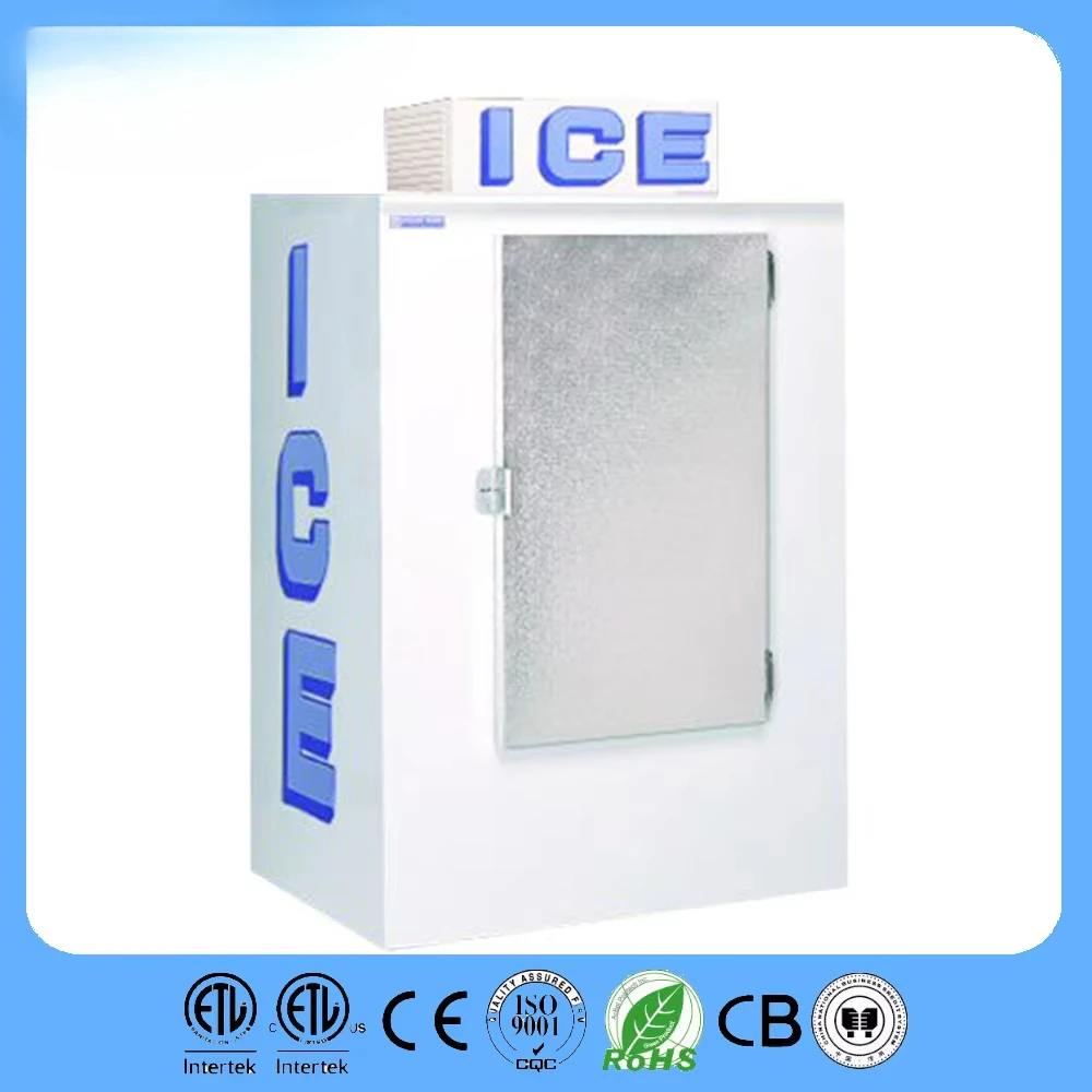 Bag Ice Storage Bin Indoor/outdoor/Ice Merchandiser , Ice Shop Equipment with Slant Front - Auto Defrost