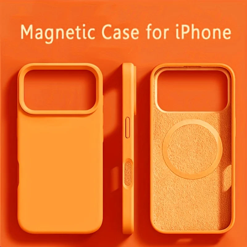 

Магнитный чехол для телефона iPhone 17 Pro Max Air 16 Pro 15 14 13 12 Pro Max с подкладкой из микрофибры | Противоударный анти-желтение