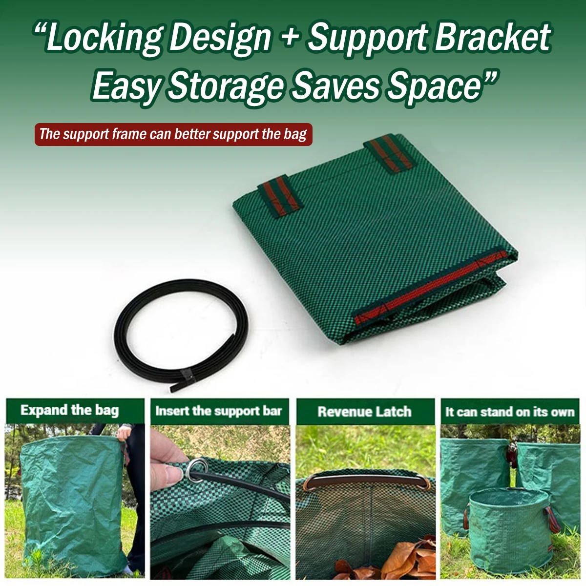1Pack Reusable Garden Waste Bags，33.81/52.83/105.67gal,Waterproof Leaf and Debris Collection Bags for Outdoor,Camping,Foldable