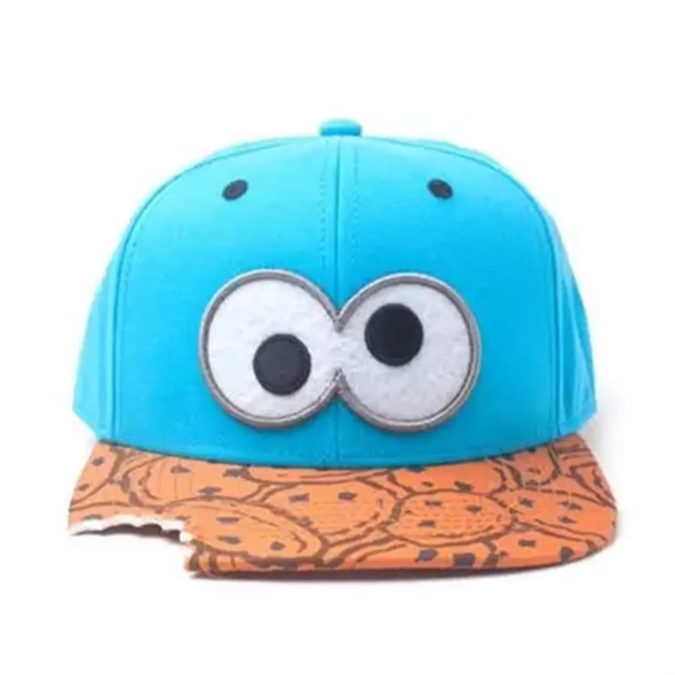 Unisex Brand Difuzed Cap Cartoon Big Eyes Cookie Bite Blue Snapback Hat Adults Outdoor Travel Adjustable Sun Baseball Sports Cap